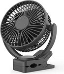 Forty4 Rechargeable Battery Operated Clip on Fan 5000mAh, Upgraded Quieter & Stronger Wind USB Desk Fan, Strong Hold Personal Portable Fan for Stroller, Golf Cart, Treadmill, Beach, Camping Tent(Black)