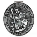 AKITSUMA St Christopher Medal for Car, Saint Christopher Visor Clip, New Driver Gift (Saint Christopher)