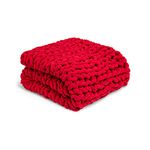 Demdaco Chunky Knit Cranberry Red 70 x 65 Acrylic Fabric Throw Blanket