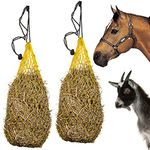 Majestic Ally 2 pcs Ultra Slow Feed 1.5"x1.5" Holes 40” Hay Net for Horses and livestocks Yellow