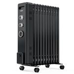 VonHaus Oil Filled Radiator 11 Fin – Oil Heater Portable Electric Free Standing 2500W for Home, Office, Any Room – 24 hour Timer, Adjustable Thermostat, 3 Heat Settings, 4x Wheels, 1.5m Power Cable