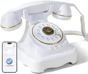 Bluetooth Landline Phone Retro Rotary Phone Supports Voice Assistant Smart Dialogue, Music Playback, Hands-Free Calling, USB Charging (White)