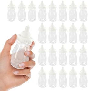 Baby Bottles for Baby Shower Game - 24Pcs Plastic Baby Bottles for Baby Shower Decorations Mini Baby Bottles for Baby Shower Decor - 3.94 inch Baby Bottle for Baby Shower Game Small Baby Bottles