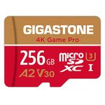 [5-Yrs Free Data Recovery] Gigastone 256GB Micro SD Card, 4K Game Pro MAX, A2 V30 MicroSDXC Memory Card for Nintendo-Switch, SteamDeck, 4K UHD Video, Up to 130/85 MB/s, UHS-I U3 C10 with Adapter