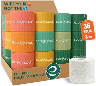 Eco Soul Premium Bamboo Toilet Paper 3 Ply | 36 Mega Rolls | 300 Sheets Each | FSC Certified Hypoallergenic, Textured & Skin-Friendly Septic-Safe Soft Bathroom Tissue Eco-Friendly Chemical & Dye Free