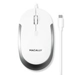 Macally Wired USB C Mouse for Mac & Windows - 3 Button & Scroll Wheel USB Type C Mouse - Comfortable Ambidextrous Design - Compact Wired Mouse with Optical Sensor & DPI Switch 800/1200/1600/2400