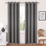 Hiasan Grey Curtains 84 Inches Length for Living Room, Thermal Insulated Grommet Light Reduction Room Darkening Blackout Window Curtains, 52 Inches Width, 2 Panels