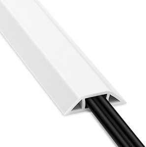 ZhiYo Floor Cord Cover 4ft,Low Profile Floor Cable Cover for Extension Cord,Prevent Cable Trips & Protect Wires,Durable PVC Floor Cord Protector,Cord Cavity - 0.59'' (W) x 0.28'' (H),White,Medium