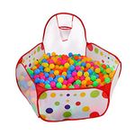 KUUQA Playpen Play Tent Ball Pit Pool with Mini Basketball Hoop Packed into Red Zippered Storage Bag 120CM（Balls not Included