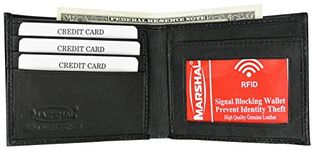 RFID Bi-Fold Leather Wallet # RFID1160 by Marshal Wallet - Black