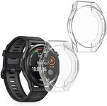 kwmobile Case Compatible with Huawei Watch GT Runner Case - 2X TPU Silicone Fitness Tracker Cover - Transparent