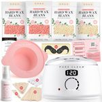 PURECLEAN White Waxing Kit - Fast Heating Digital Wax Pot - 4 Packs Waxing Beads, Post Wax Lotion, Silicone Bowl - 59 Items for All Hair Types- Face Brazilian Bikini Body