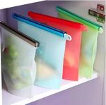 Slyford 1000 ml Silicone Food Storage Bag with Clip Freezer, Reusable Silicone Food Storage Bag for Fruit, Vegetables, Meat (Multi Colour) Pack of (6)