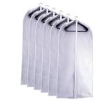 Garment Bag Clear Plastic Breathable Garment Bags Cover for Clothes Storage Suits Dress Dance Zippered Breathable Pack of 6 (24‘’ X 60‘’)