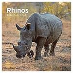 2024 Rhinos Monthly Wall Calendar by Bright Day, 12 x 12 Inch Cute Nature Photography Gift