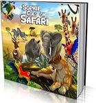 Personalized Story Book by Dinkleboo - Goes On Safari - Teaches Your Child All About Safari Animals - for Children Aged 0 to 8 Years Old - Soft Cover - Smooth, Glossy Finish (8"x 8")