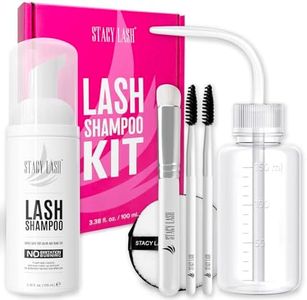 STACY LASH Lash Shampoo 100ml Kit Foaming Cleanser with Eye Lash Spoolies & Rinse Bottle & Cleansing Pad & Brush for Eyelash Extensions & Clusters & Natural Eyelashes