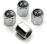 Dodge Ram Black Logo Chrome Tire Stem Valve Caps