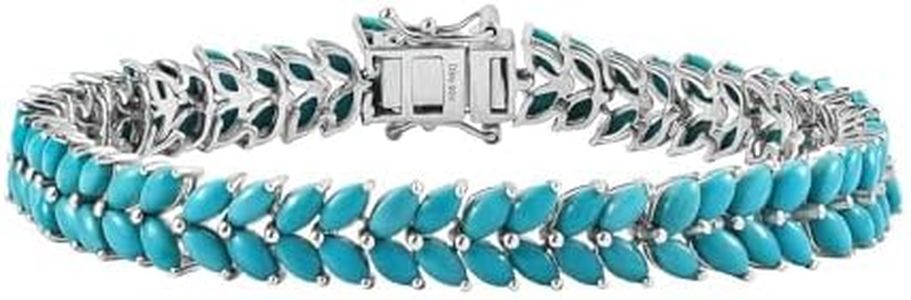 SHOP LC DELIVERING JOY Sleeping Beauty Turquoise 925 Sterling Silver Rhodium Plated Bracelet for Women Jewelry Birthday Christmas Gifts Size 7.25 Inches Ct 13.86