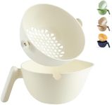 Chef's Path 2 in 1 Kitchen Strainer and Colander for Kitchen, Multifunctional Food Strainer Set, BPA Free Plastic Colander with Handle, Pasta Drainer, Veggie and Fruit Cleaner - White