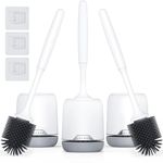 New 3Pack Lefree Silicone Toilet Brush and Holder, Toilet Cleaner Brush Set, Non-Slip Wall Mounted/Floor Standing (Grey1) (New 3 Pack)