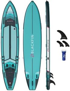 iROCKER Blackfin Model V Inflatable Stand Up Paddle Board Basic KIT, 12'6" Long 32" Wide 6" Thickness SUP with Fins & Repair Kit - Teal Fuchsia