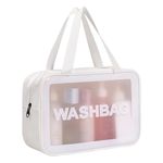 INOVERA (LABEL) Makeup Organizer Bag - Travel Cosmetic Toiletry Storage Pouch - Water-Resistance Vanity Washbag for Women, Girls (White)