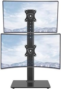MOUNTUP Vertical Dual Monitor Stand, Stack Two Screens up to 32 inches,17.6 Lbs, Free-Standing Monitor Desk Mount, Monitor Riser with Swivel, Tilt, Height Adjustable, VESA Stand 100 x 100mm, 75 x 75mm