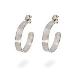 Open hoops with post sterling silver hammered wide 5 mm half hoop wrap hoops for women