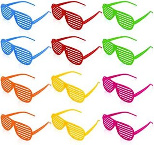 Ainiv Neon Color Shutter Shadeds Glasses, 12PCS Plastic Novelty Party Sunglasses, Fancy Dress Costume Glasses, Funny Party Decoration Favors Supplies, Festival Outfits Accessories for Kids aldults