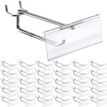 Thyle 50 Pcs Metal Scan Hook with Label Holder for 1/8" to 1/4" Pegboard, Peg Board Hooks with Price Tag, Pegboard Wall Accessories, Metal Hooks for Home Garage Retail Display Supplies (4 Inch)