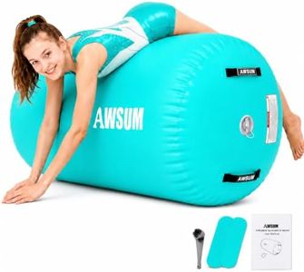 AWSUM 4ft L x 3ft Diam Gymnastics Barrel Air Roller Inflatable Tumbling Mat Back Handspring Trainer for Octagon Mat Gym Gymnastics Equipment，No Electric Pump Green