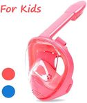 Kids Diving Mask Full Face Snorkel Masks,180°Seaview Anti-Fog Anti-Leak Easybreath with Removable Active Camera Mount Snorkel Tube for Kids Youth Children (Pink)
