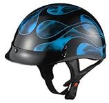 GLX Blue Flame Motorcycle Half Helmet (X-Small)