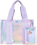 Case-Mate Soap Bubble Large Tote Bag | Iridescent Shoulder Bag with Phone Pouch | Tip-Proof Clear Waterproof Travel Tote for Women | Foldable & Washable Handbag for Work, Travel, Gym, Beach & Pool