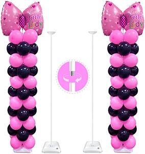 YALLOVE Heavy Duty Metal Balloon Stand Set of 2 with Threaded Rod Design, Height Adjustable from 1.3 to 10.5 Ft, Free Combination of Balloon Centerpiece for Table and Balloon Column Stand for Floor