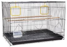 Amazon Basics Metal Bird Cage with 2 Gates, 24 Inches | Ideal for Lovebirds, Parrots, Parakeets, Budgies, & Cockatiels | Water Feeder, Seed Feeder, Wooden Perches, Bird Swings, & Detachable Tray