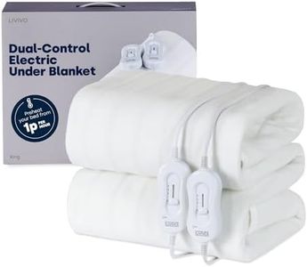 LIVIVO Electric Under Blanket - Heated Underblanket with 3 Heat Settings, Detachable Control, Ultra Fast Heat Up, Overheat Protection & Straps for an Easy Fit (King Dual Control)