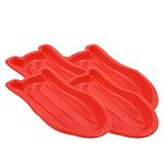 Superio Toboggan Snow Sleds for Kids and Adults, 4 Pack, 37" Plastic Sleds with Pull Ropes and Handles (Red)