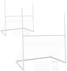 Costway Kids Soccer Goal, 2 in 1 Backyard Football Net with PE Netting, UPVC Pipe Frame, Portable Soccer Training Equipment for Kids & Adults, Soccer Goal Net for Park, Backyard, School