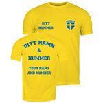 lepni.me Mens Personalised Football Jersey Sweden | Your Name and Number | Swedish Flag Badge | Custom T-Shirt | Football Championship (XL Yellow Multi Color)