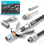 Seesii Grease Gun Coupler Set with Quick-Release Coupler, 90 Degreee Coupler Adapter, 12-Inch Flexible Hose, Grease Gun Needle Tips, Compatible with All 1/8" NPT Grease Gun Fittings