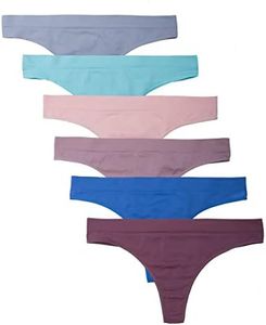 Kalon 6 Pack Women's Nylon Spandex Thong Underwear (4X, Light Vintage)