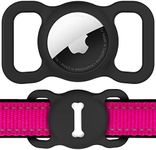 Dog Collar Holder for Airtag, DLENP Air Tag Waterproof Protective Case Airtag Dog Collar,Silicone AirTags GPS Tracking Accessories,Air Tags with Bone Pattern Pet Loop Holder for Dogs (1 Pack(Black))