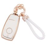 Koaudb Car Key Case for Mercedes Benz, 3 Buttons Soft TPU Key Fob Protector with Bling Key Fob Keychain Fit for Mercedes Benz A B C E G S SL CLS Class AMG Smart Key Fob Case (Bz-3L)