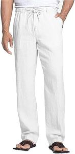 NANAMEEI Men's Trousers Beach Yoga Trousers Casual Long Pants Mens Casual Trousers White 2XL