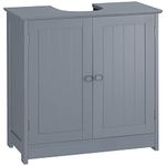 HOMCOM Under Sink Bathroom Cabinet with 2 Doors and Shelf, Pedestal Sink Bathroom Vanity Furniture, Grey