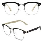 Happy Store CN56 Vintage Inspired Classic Horn Rimmed Nerd UV400 Clear Lens Glasses,Black Yellow