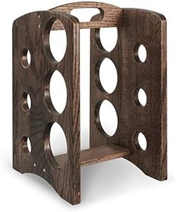 CONSDAN Wine Rack, Wine Racks Countertop, USA Grown Oak Wine Bottle Holder, Freestanding Countertop Wine Holder Stand, Portable 6 Bottles Wine Display Rack (Chocolate Color)