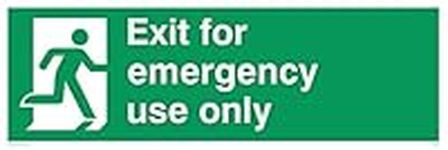 Viking Signs SB415-L31-V Landscape"Exit For Emergency Use Only" Sign, Vinyl, 100 mm H x 300 mm W,Green